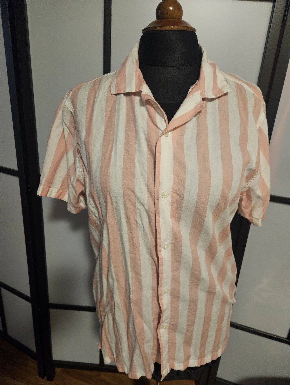 Abercrombie & Fitch Pink and White Vertical Stripe Button-Down Shirt